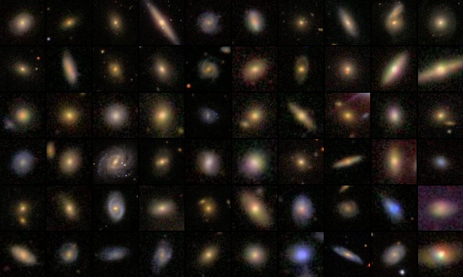 Mosaïque d’images de galaxies prétraitées pour le projet de classification